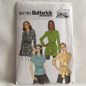 Butterick 5785 Sewing Pattern Top, Tunic, Sash Uncut Size F5 16, 18, 20, 22, 24